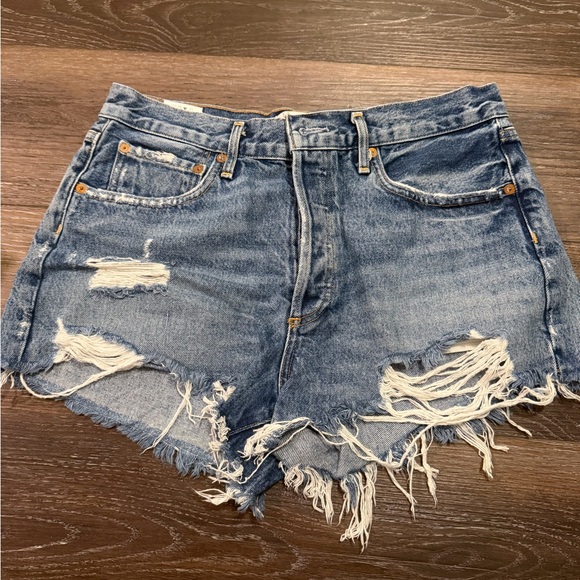 Agolde Pants - Agolde Blue Distressed Jean Shorts